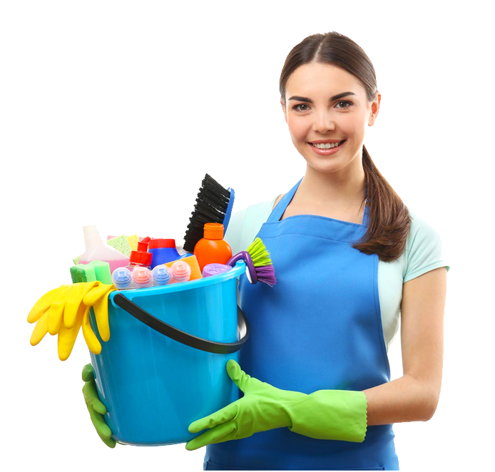 Professional cleaner holding a bucket